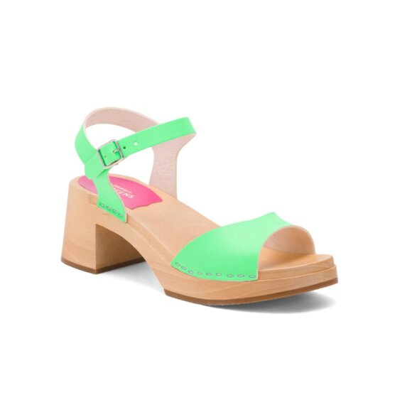 SWEDISH HASBEENS Neon Green Mia Heeled Sandals